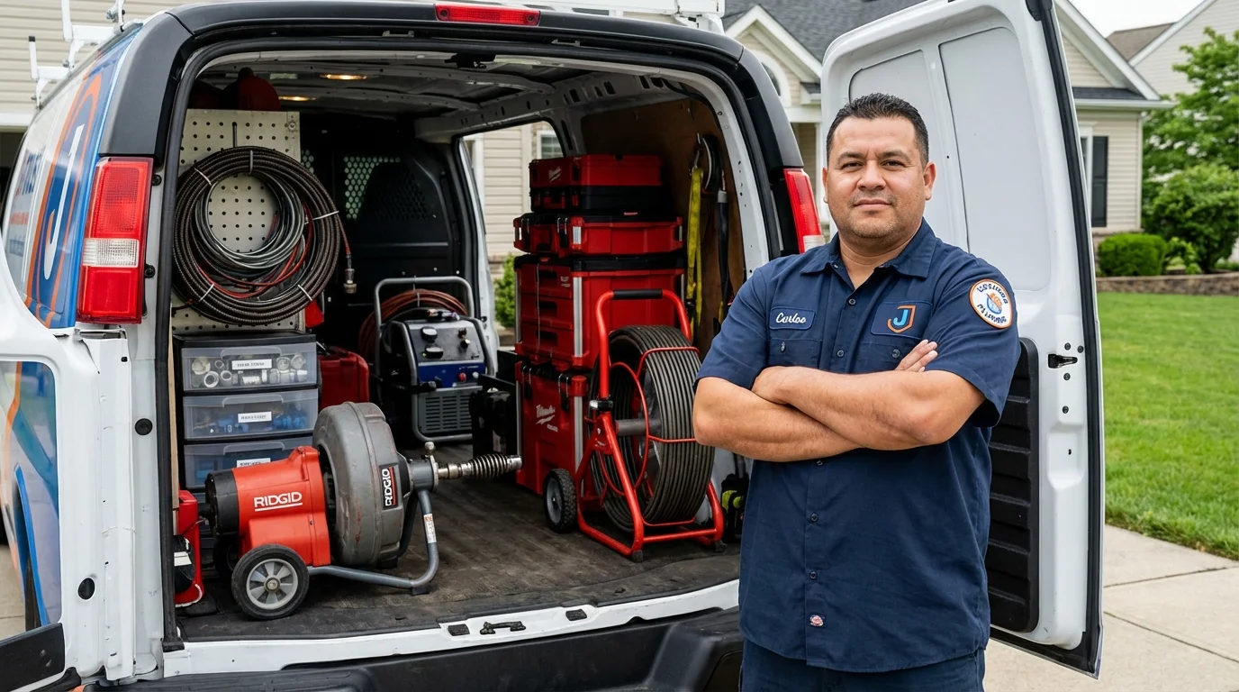 Professional drain cleaning equipment and Johns Plumbing LLC plumber in Beebe