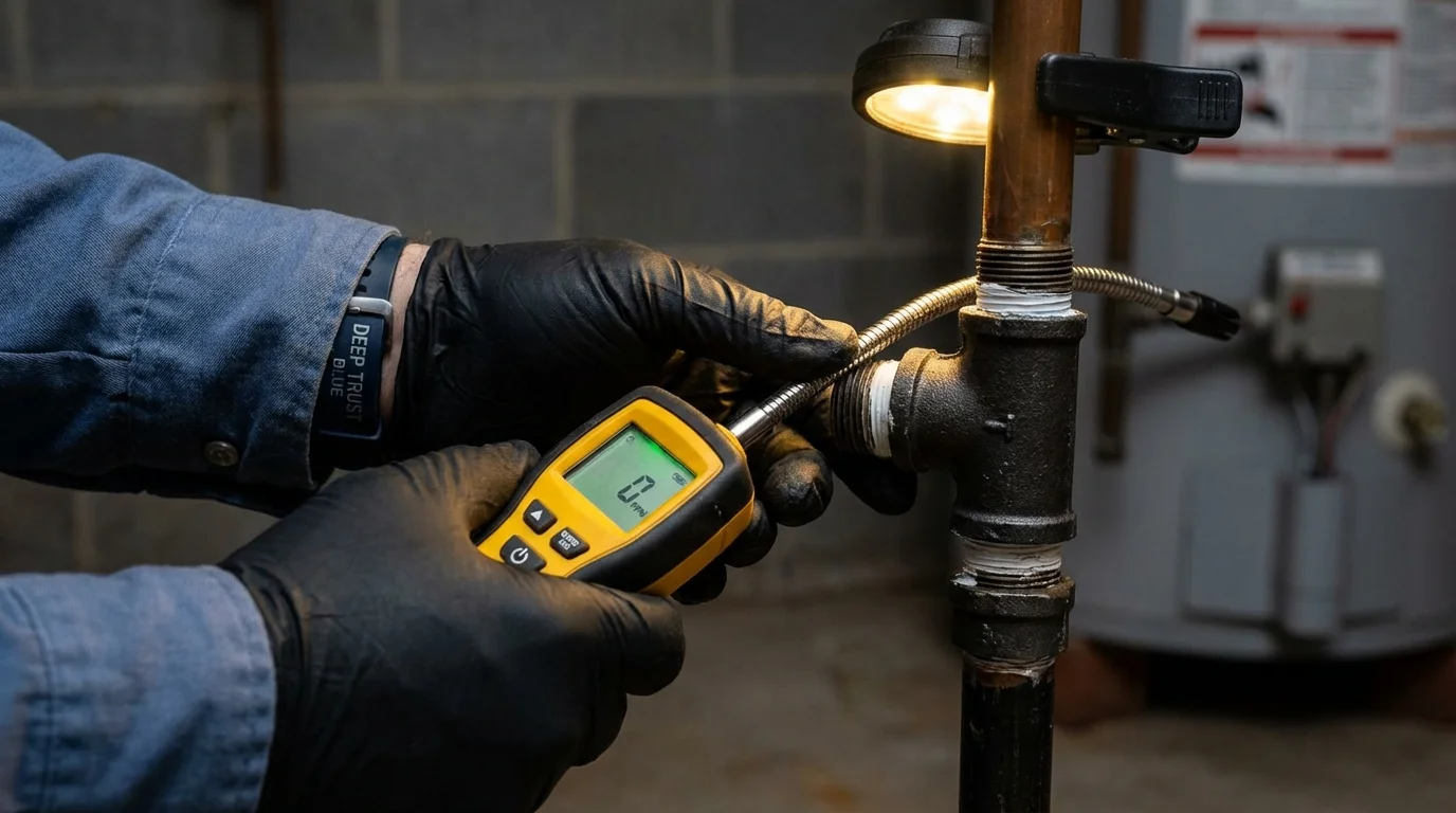 Gas leak detection with electronic sniffer by Johns Plumbing LLC in Beebe